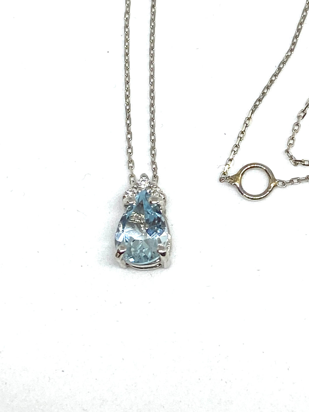 Collanina in oro Acquamarina con Diamanti - Aquamarine gold pendant with Diamonds