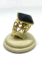 Load image into Gallery viewer, Anello in Argento dorato con Giada - Sterling silver ring with Jade