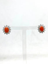 Load image into Gallery viewer, Orecchini in argento con Corallo e zirconi - Sterling silver earrings with Coral and zircons
