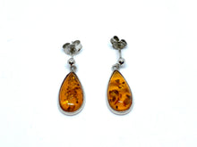 Load image into Gallery viewer, Sterling silver earrings with natural Amber
