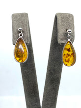 Load image into Gallery viewer, Sterling silver earrings with natural Amber
