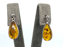 Load image into Gallery viewer, Sterling silver earrings with natural Amber
